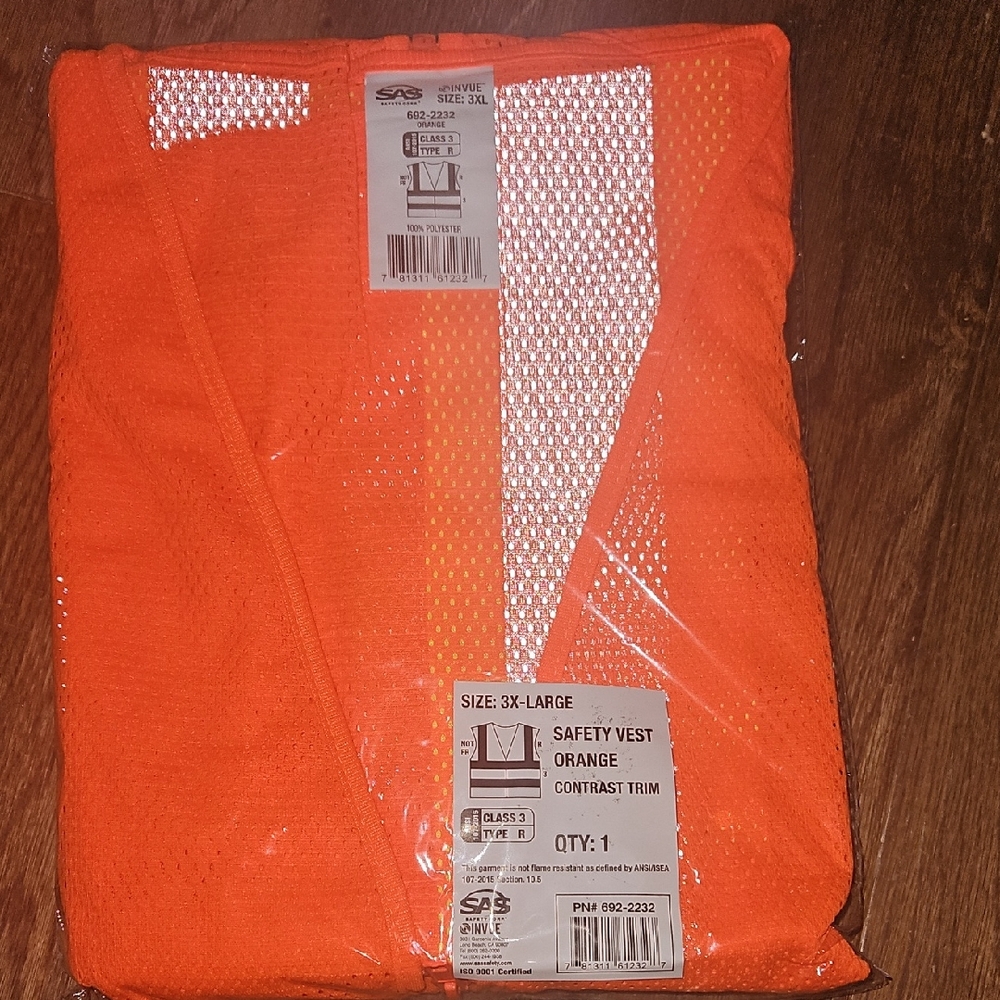 SAS Safety Vest in Orange with Contrast Trim